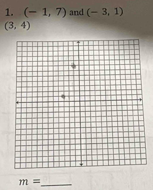 (-1,7) and (-3,1)
(3,4)
_ m=