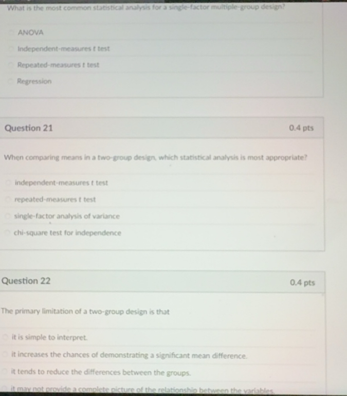 Solved: What is the most common statistical analysis for a single ...
