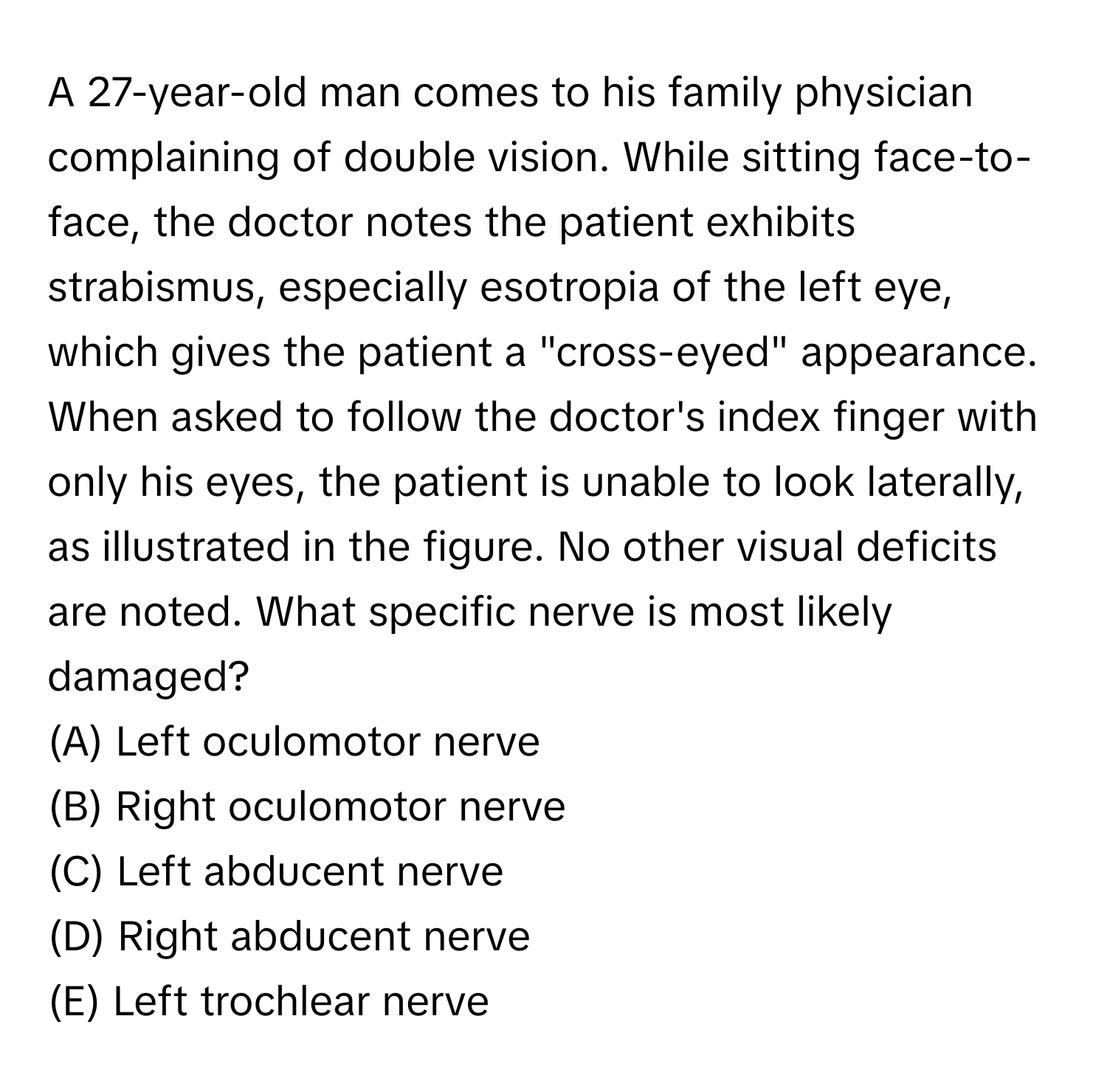 Solved: A 27-year-old man comes to his family physician complaining of ...