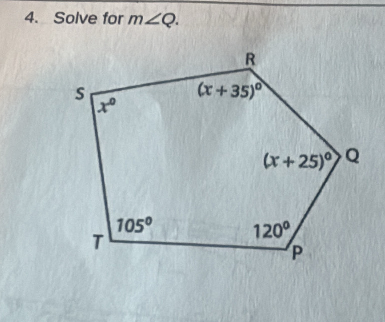 Solve for m∠ Q.