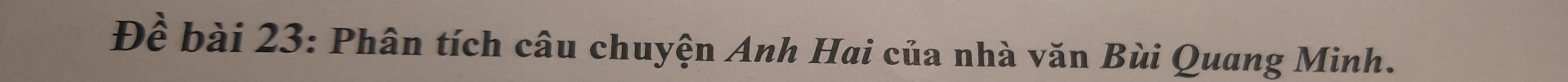 Đề bài 23: Phân tích câu chuyện Anh Hai của nhà văn Bùi Quang Minh.