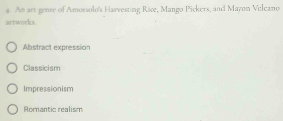 Solved: An art genre of Amorsolo's Harvesting Rice, Mango Pickers, and ...