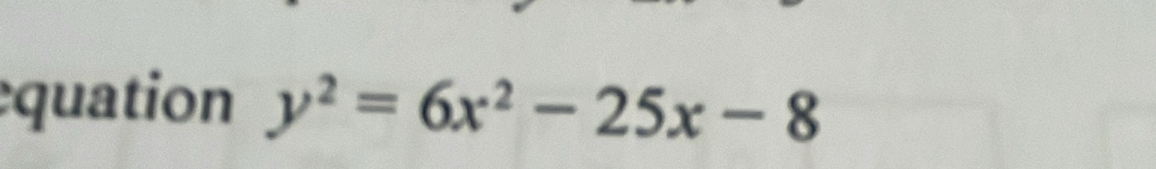 quation y^2=6x^2-25x-8