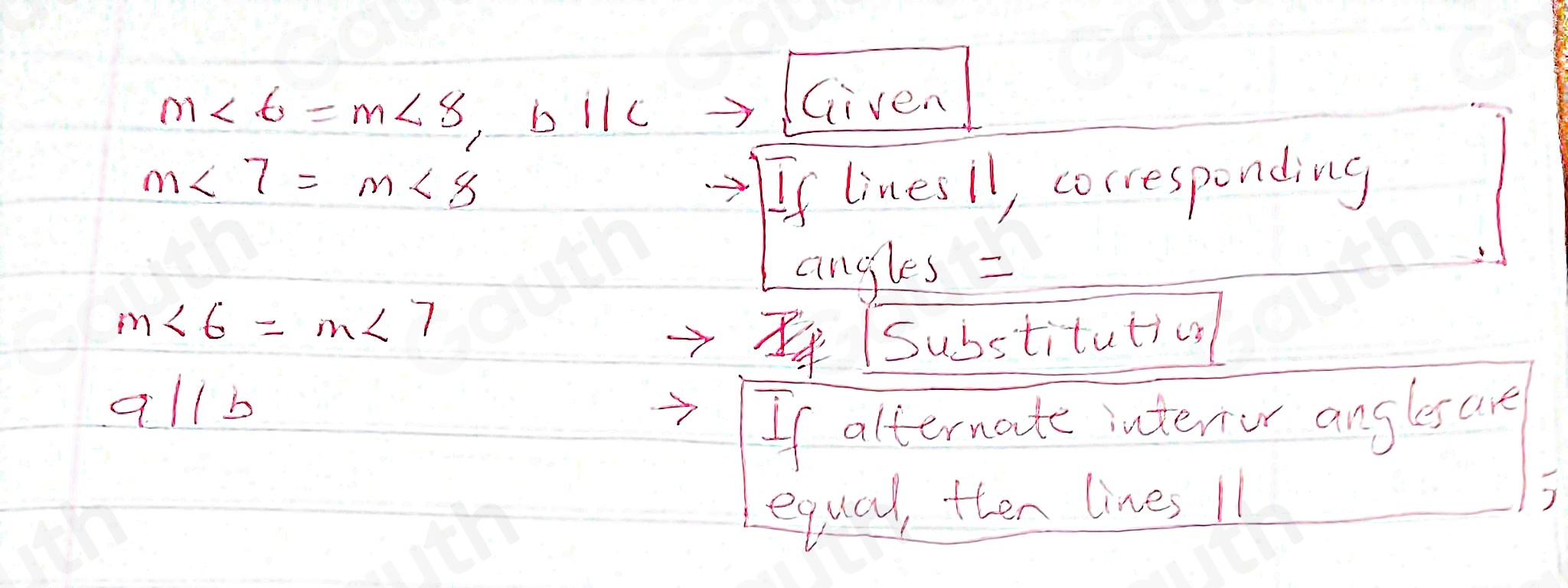 Solved: Match the reasons with the statements in the proof. Given: m∠ 6 ...