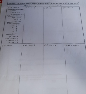 ECUACIONES INCOMPLETAS DE LA FORMA ax^2+bx=0