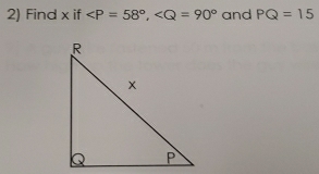 Find x if , and PQ=15