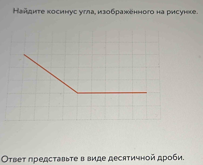 Найдиτе косинус угла, изображённого на рисунке. 
Ответ πредставьте в виде десятичной дроби.