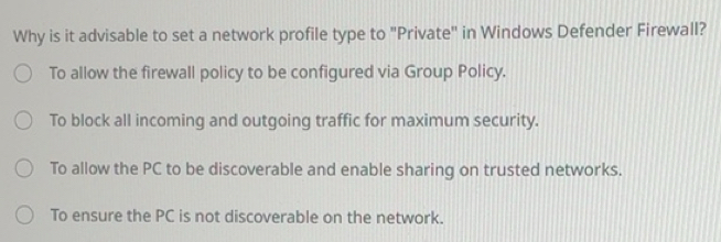 Solved: Why is it advisable to set a network profile type to 