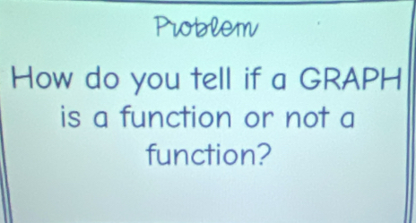 Piblem 
How do you tell if a GRAPH 
is a function or not a 
function?