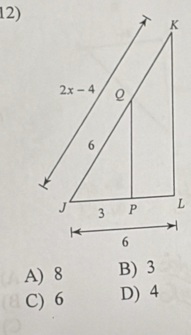 A) 8 B) 3
C) 6
D) 4