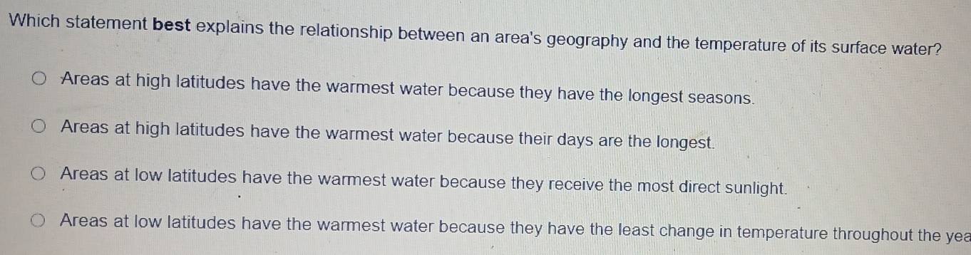 Solved: Which statement best explains the relationship between an area ...