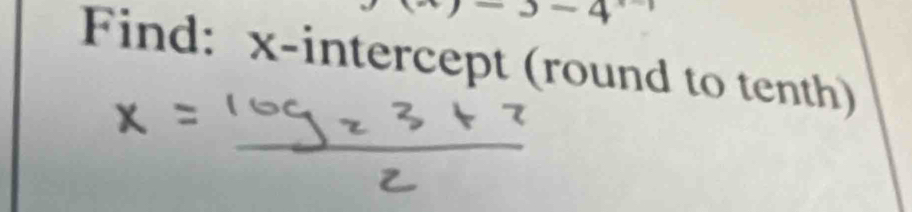 -4
Find: x-intercept (round to tenth)