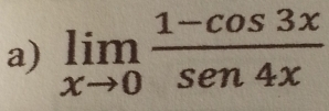 limlimits _xto 0 (1-cos 3x)/sec 4x 