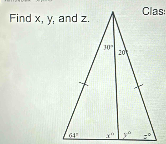 Find x, y, and z.