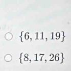  6,11,19
 8,17,26