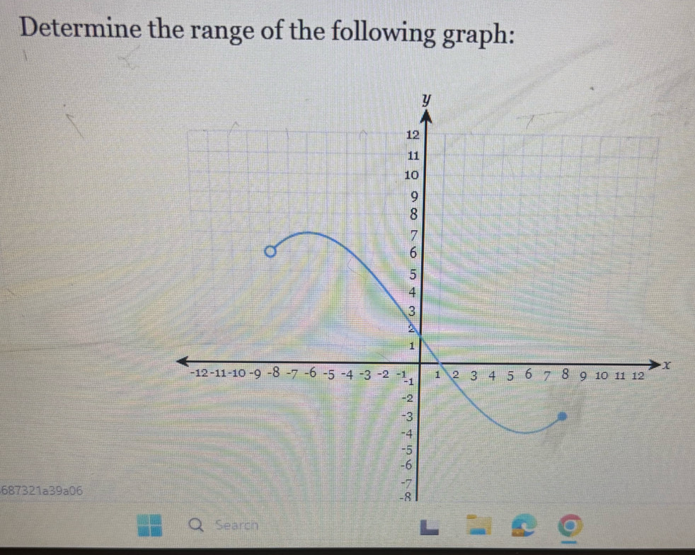 Determine the range of the following graph: 
687321a39a06 
Search