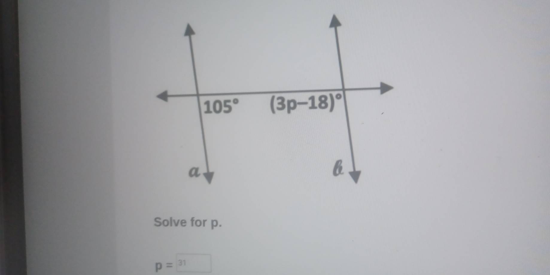 Solve for p.
p=boxed 31