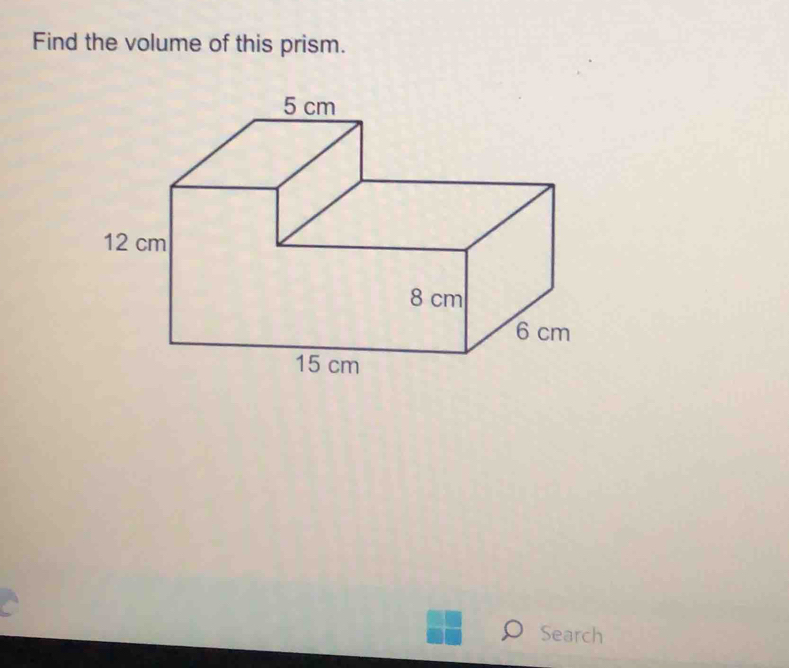 Find the volume of this prism. 
Search