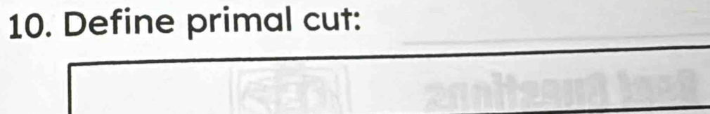 Define primal cut: