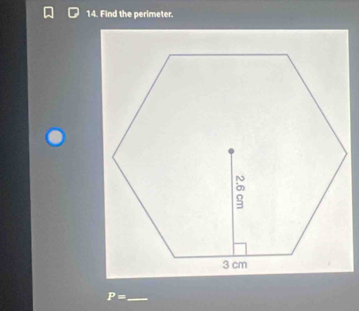 Find the perimeter.
P= _