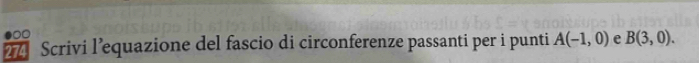 0 
2 Scrivi l’equazione del fascio di circonferenze passanti per i punti A(-1,0) e B(3,0).