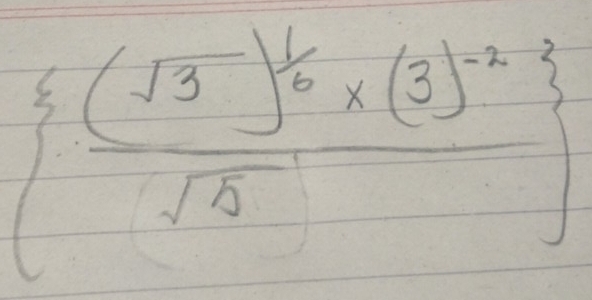  frac (sqrt(3))^ 1/5 * (3)^-2sqrt(3)