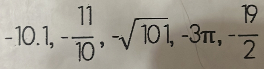 -10.1, - 11/10 , -sqrt(101), -3π , - 19/2 