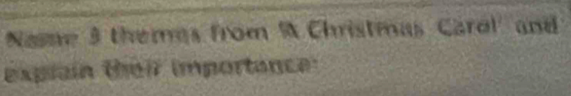 Nasme 3 thems from A Christmas Carol' and 
expiain their importance: