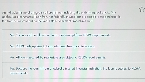 Solved: An individual is purchasing a small craft shop, including the ...
