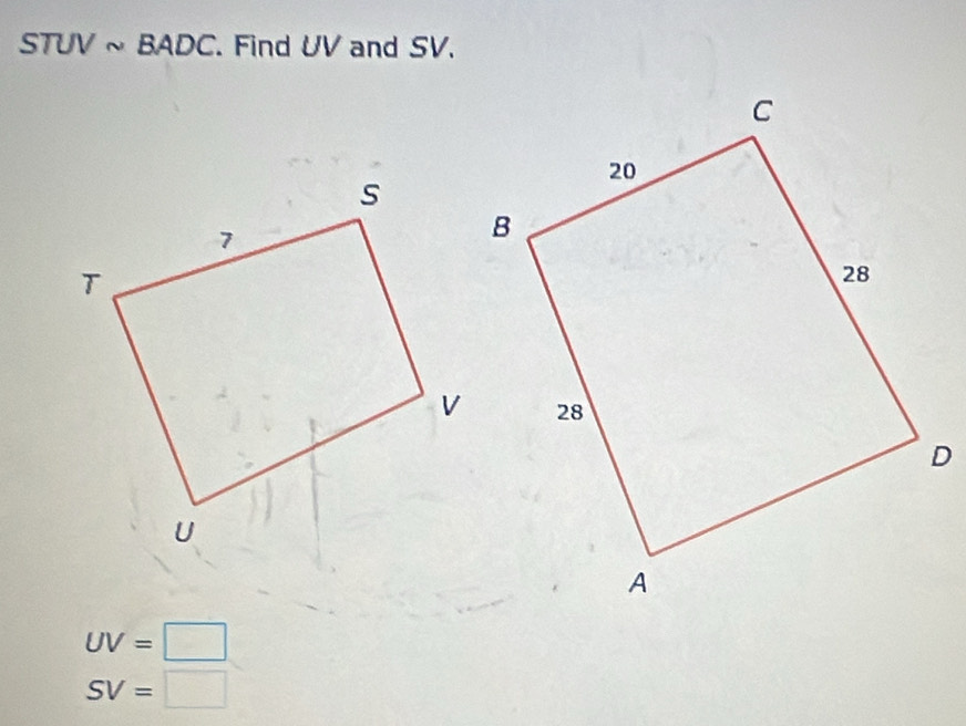 STUVsim BADC. Find UV and SV.
UV=□
SV=□