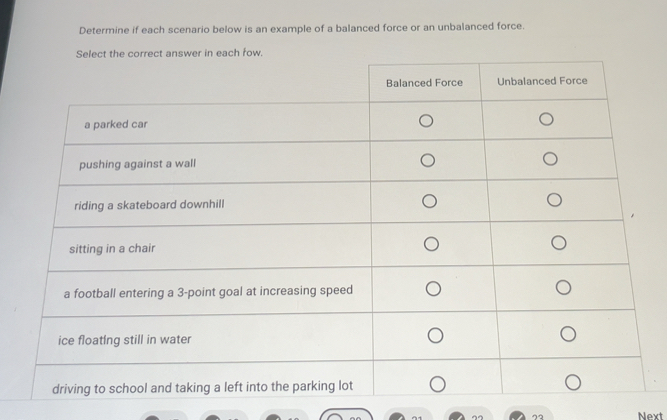Solved: Determine if each scenario below is an example of a balanced ...