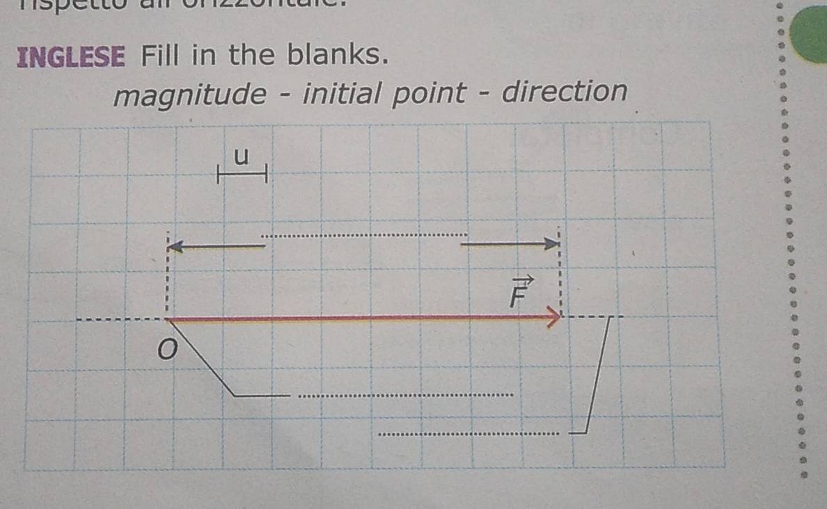 mspetto 
INGLESE Fill in the blanks. 
magnitude - initial point - direction 
u
vector F