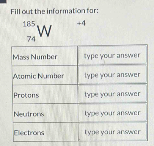 Fill out the information for:
185 W
+4
74