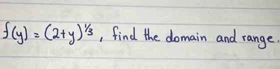 f(y)=(2+y)^1/3 , find the domain and range.