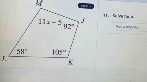 Solve for x.
Type a response