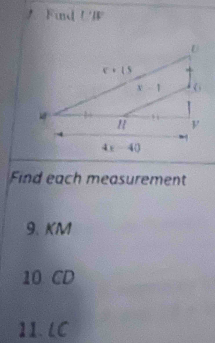 Fund U'W
Find each measurement
9、 KM
10 CD
11. LC