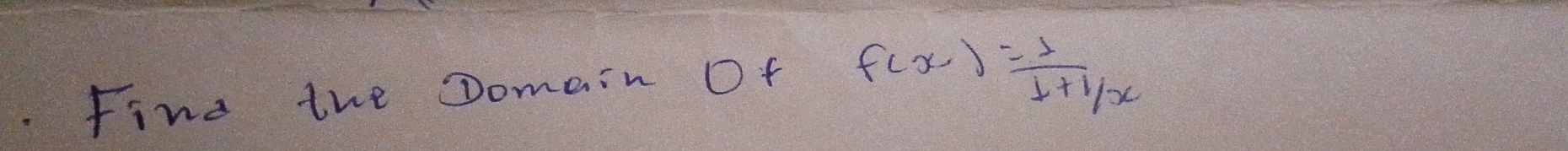 Fine the Domain Of f(x)= 1/1+1/x 