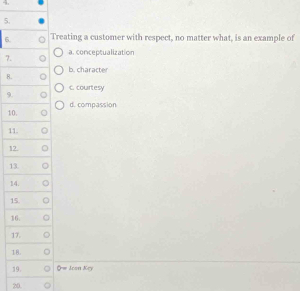 Solved: Treating a customer with respect, no matter what, is an example ...