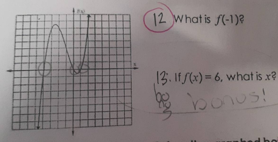 What is f(-1) 2 
、If f(x)=6 , what is x?