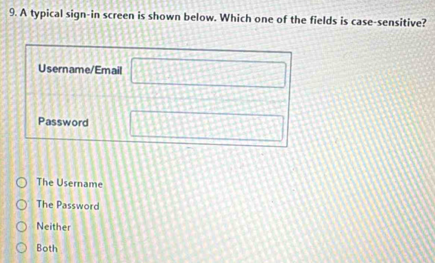 Solved: A typical sign-in screen is shown below. Which one of the ...
