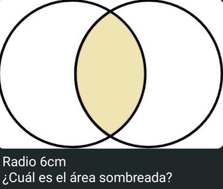 Radio 6cm
¿Cuál es el área sombreada?