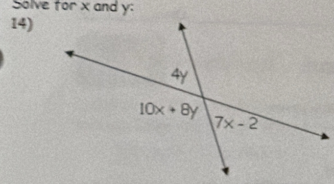 Solve for x and y:
14)