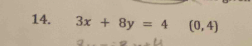 3x+8y=4 (0,4)