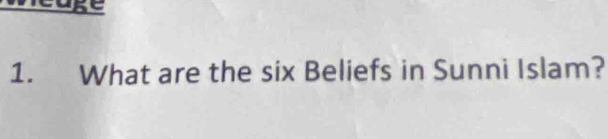 What are the six Beliefs in Sunni Islam?