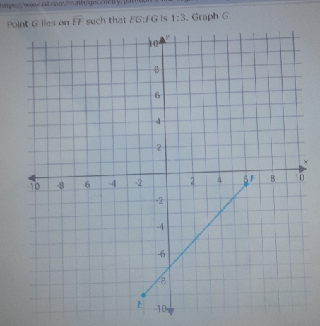 Pont G lies on overline EF such that EG:FG is 1:3. Graph G. 
×