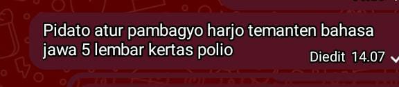 Pidato atur pambagyo harjo temanten bahasa 
jawa 5 lembar kertas polio Diedit 14.07