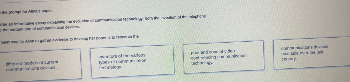 Solved: the prompt for Alina's paper. Write an informative essay ...