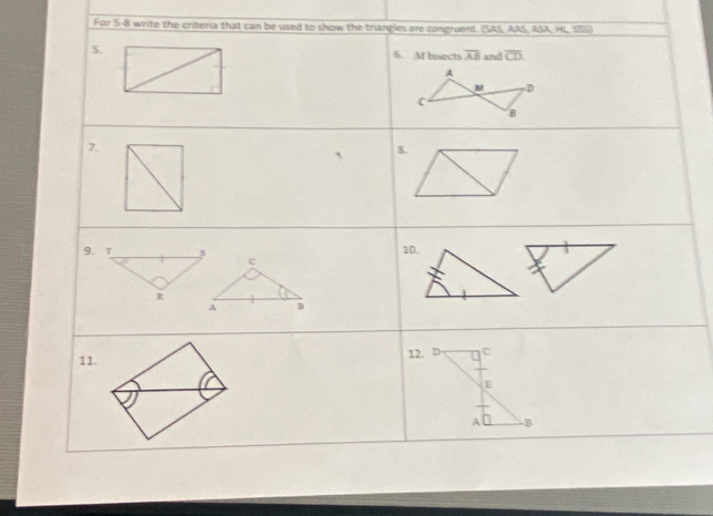 For 5-8 write the criteria that can