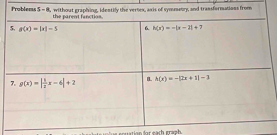 lue equation for each graph.