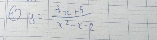 y= (3x+5)/x^2-x-2 